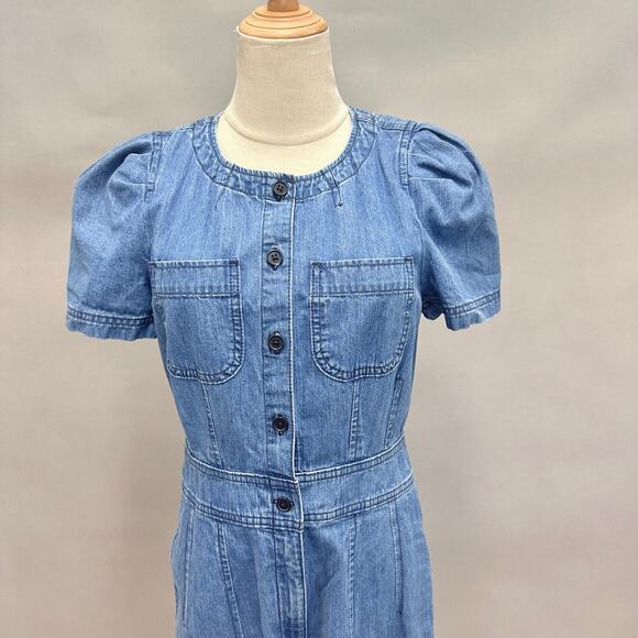 J. Crew Point Sure Patch-pocket utility jumpsuit in indigo denim Size 4 Wide Leg - Picture 5 of 16